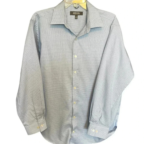 Kenneth Cole Reaction Men's Blue Plaid Long-Sleeve Shirt Size 16, 32-33 sleeves - Picture 2 of 3